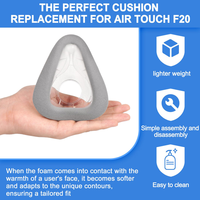 2 Pack Replacement Cushion (M) for AirTouch F20, Comfort & Seal with Memory Foam (New Version), Exceptional Value & Durable Replacement, CPAP Accessories by BlessEase (M) M