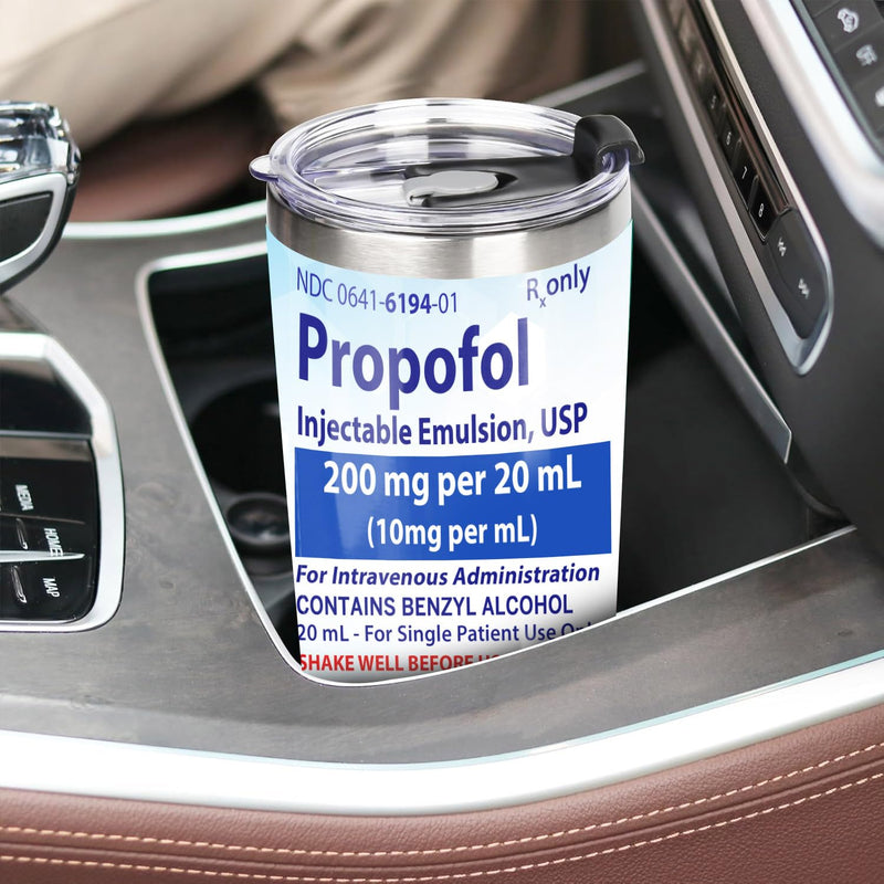 Propofol Tumbler For Nurse Straw Lid 20oz, Medical Nursing Student Graduation Gift, Nurses Week Gift For Nurse ICU ER Emergency Doctor RN CRNA Vet Tech Surgical Tech Medication Tumbler NU04