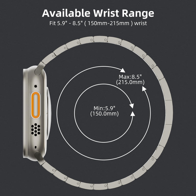 Pure Titanium Bands for Apple Watch Ultra 2/Ultra 49mm, Adjustable Titanium Replacement Watch Band with DLC Coating for iWatch SE2 SE Series 10 9 8 7 6 5 4 3 2 1 46mm 45mm 44mm 42mm for Men