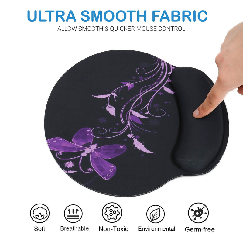Wrist Rest Support Mouse Pad - Ergonomic Mouse Pad,Memory Foam Mice Mat for Office Work Computer Gaming by RICHEN Nice Butterfly