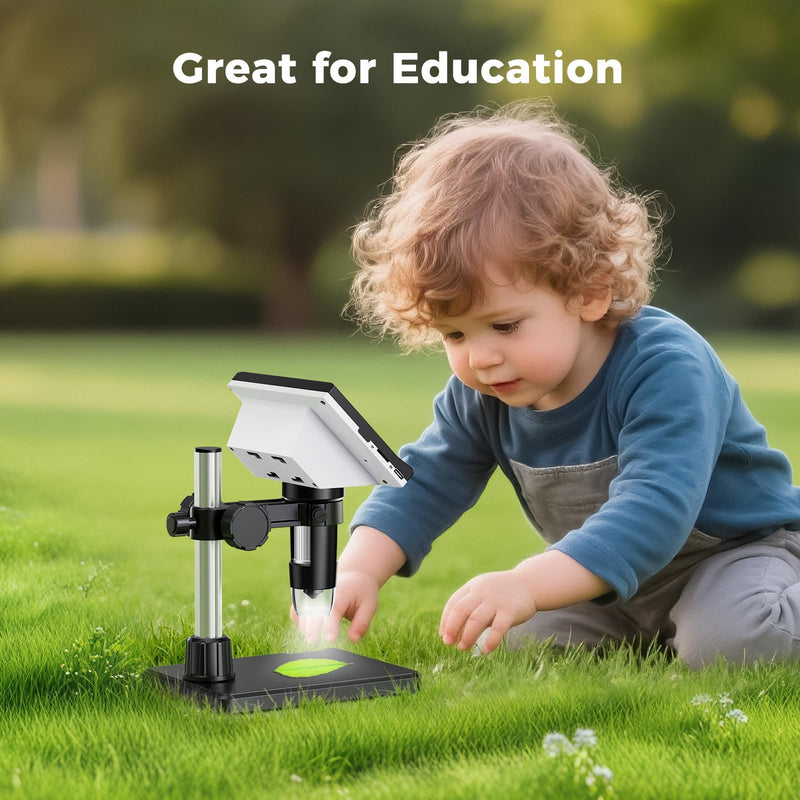 [AUSTRALIA] - 4.3 Inch LCD Digital Coin Microscope, 1000X USB Magnifier with 8 Adjustable LED Lights for Coin Inspection, Electronics Repair, Soldering, Windows/Mac Compatible, 1080P 