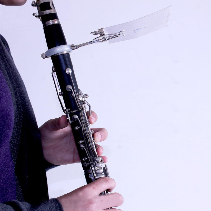 BQLZR Clarinet Lyre Holder for Marching Band,Cornet Music Clip Holder Metal Plating Lyre and Soft Rubber Mezzanine With Storage Bag and Wipes