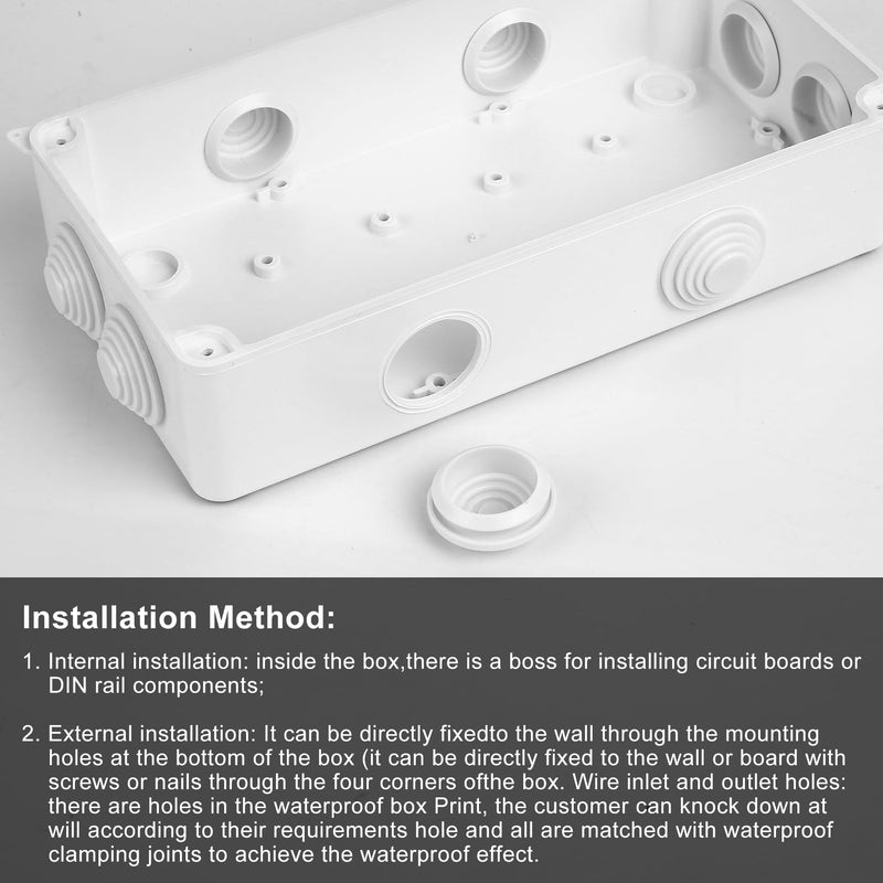 Junction Box Waterproof Junction Box Outdoor Waterproof ABS Junction Box White Surface-Mounted Electrical Box Junction Box Cable Junction Box 200 x 100 x 70 mm