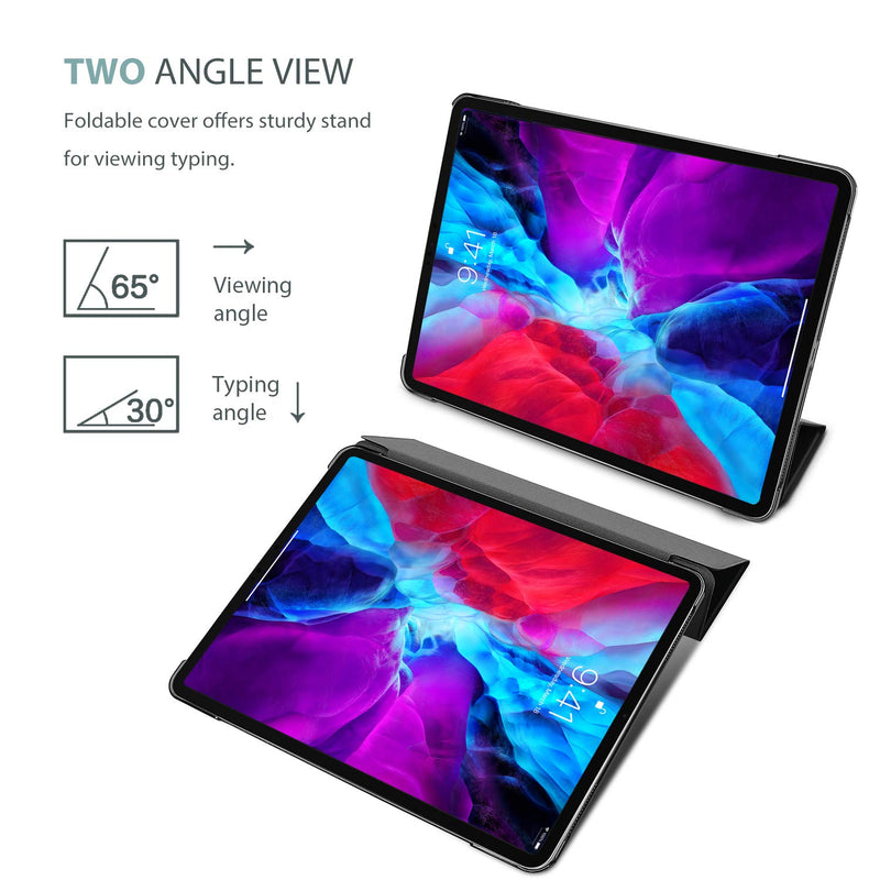 Smart Case for iPad Pro 12.9 2022/2021/2020/2018, Slim Stand Hard Back Shell Smart Cover for iPad Pro 12.9 6th Generation 2022 / 5th Gen 2021 / 4th Gen 2020 / 3rd Gen 2018 -Black Black