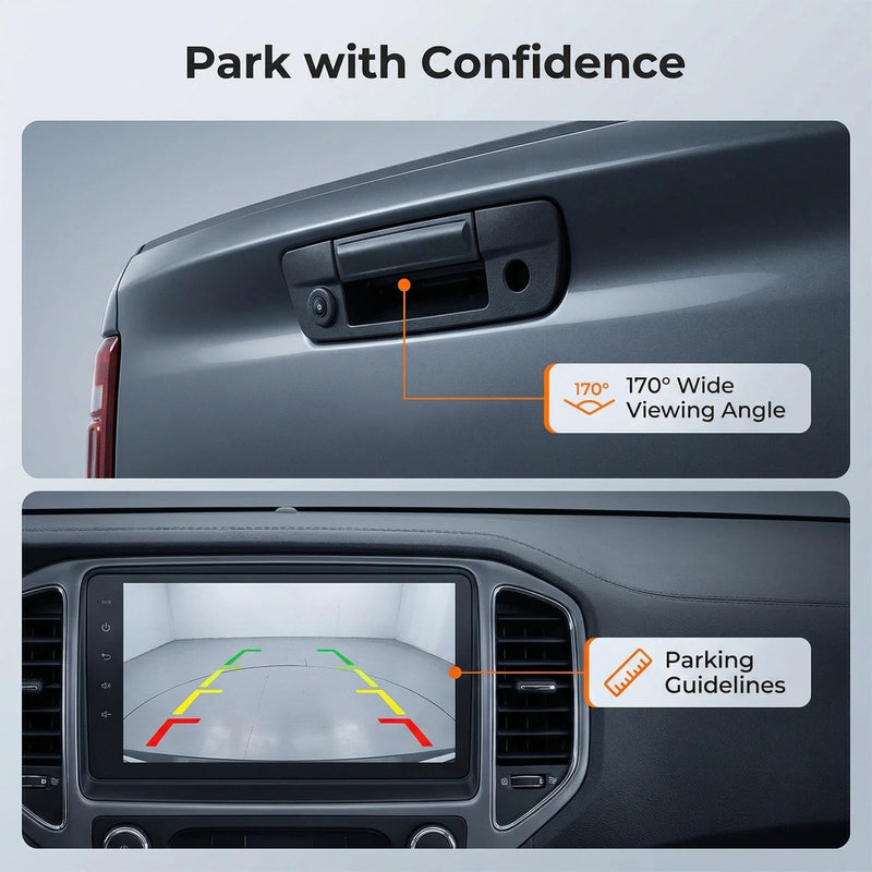 Enhanced Rearview Backup Camera with Tailgate Handle for Dodge Ram Pickup Trucks (2009-2017 Models) | Night Vision · Waterproof Design | Compatible with Ram 1500/2500/3500 Models