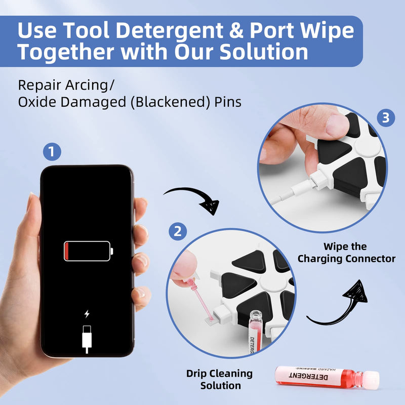 iPhone Cleaning Kit iPhone Cleaner, Charging Port Cleaning Multi-Tool Phone Repair & Restore Lightning Port Cell Phone Cleaner for iPhone iPad, Speakers,Earbuds, Cable, USB C Port AirPods White Silicone