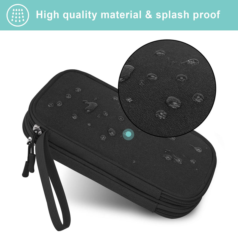 Elonbo Electronic Organizer, Travel Cable Pouch Bag Electronics Accessories Carry Case Portable Tech Gadgets, Double Layers All-in-One Storage Bags for Cables, Cord, Charger, Earphone, Black