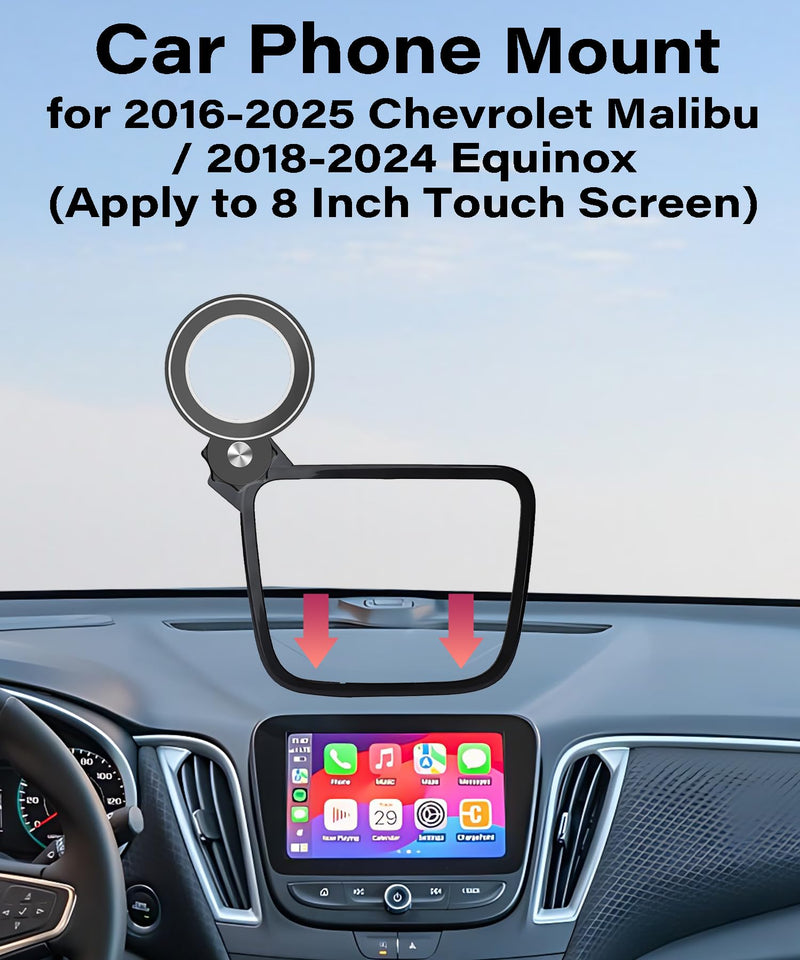 Car Phone Holder for 2016-2025 Chevrolet Malibu/2018-2024 Equinox Accessories Apply to 8 Inch Touch Screen Fixed Clip Magnetic Cell Phone Mount Hands-Free 360 Degree Rotation fit for 2016-2025 Malibu/2018-2024 Equinox(8 Inch)