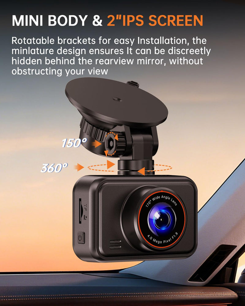 [AUSTRALIA] - Dual Dash Cam Front and Rear — 2.5K HDR Night Vision Car Camera with G-Sensor & 24H Parking Monitor, Compact Plug & Play Dash Cam with Super Capacitor, 32GB Card Included, Supports 256GB Max 