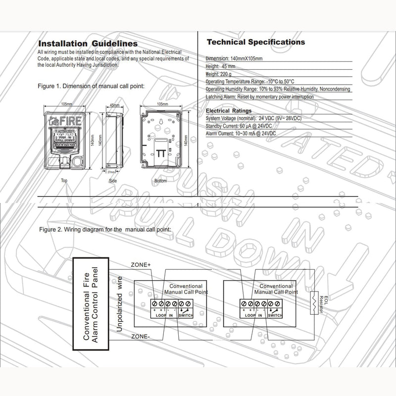 Emergency Alarm Station Conventional Dual Action Manual Call Point Fire Alarm Panic Button SOS Switch for Alarm Siren or Panel