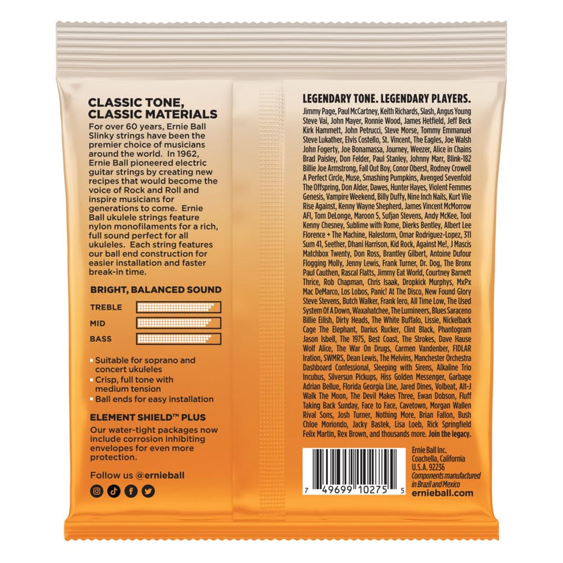 Ernie Ball Ukulele Ball End Nylon Strings, Clear (P02329) Standard