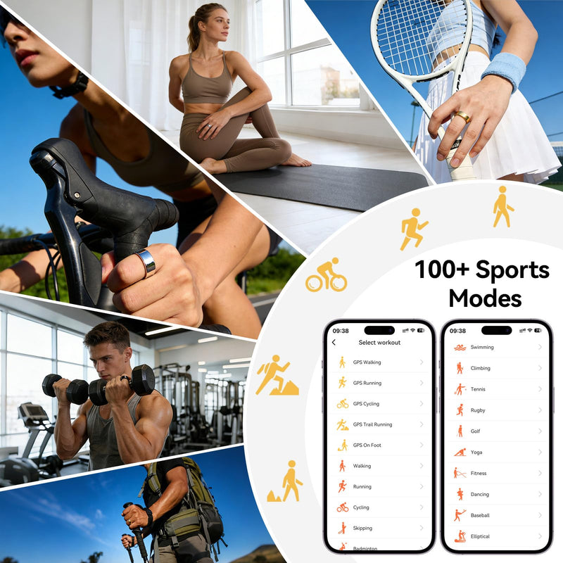 Smart Ring Fitness Tracker for Women and Men, Heart Rate Monitor, Sleep and Stress Monitoring, Menstrual Cycle Tracking, Step Counter, IP68 Waterproof, No Subscription, Compatible with iOS and Android Silver 13