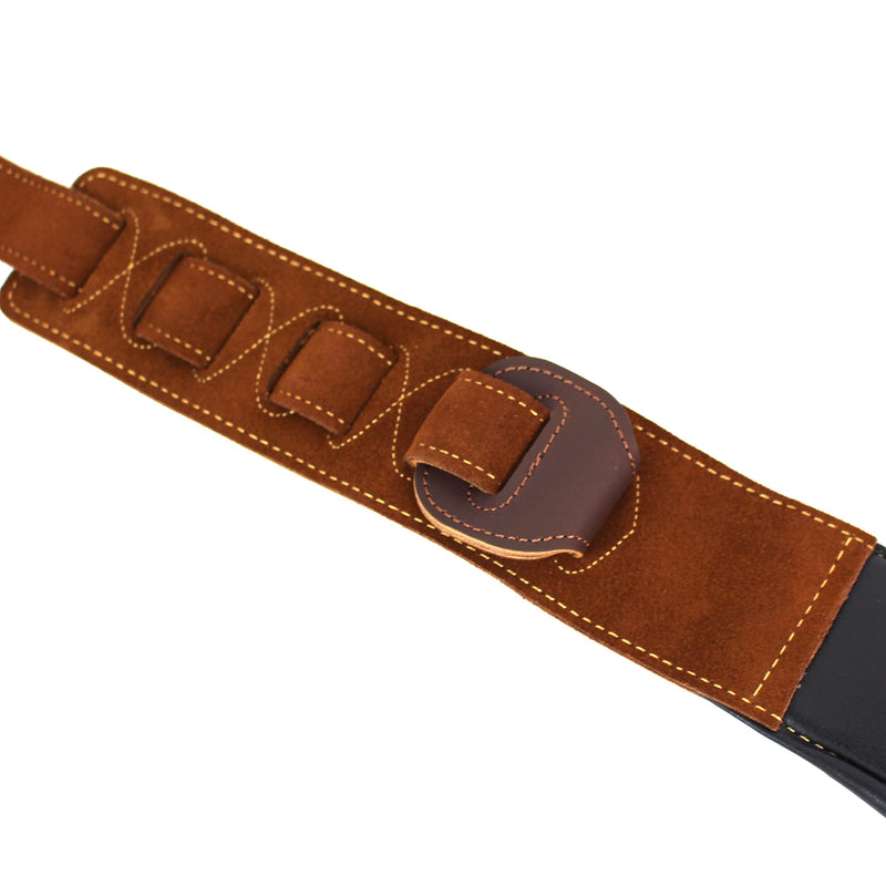 Walker And Williams C-44-BRN Handmade Brown Double Padded Premium All Grain Leather Guitar Strap with Conchos For Acoustic, Electric, And Bass Guitars