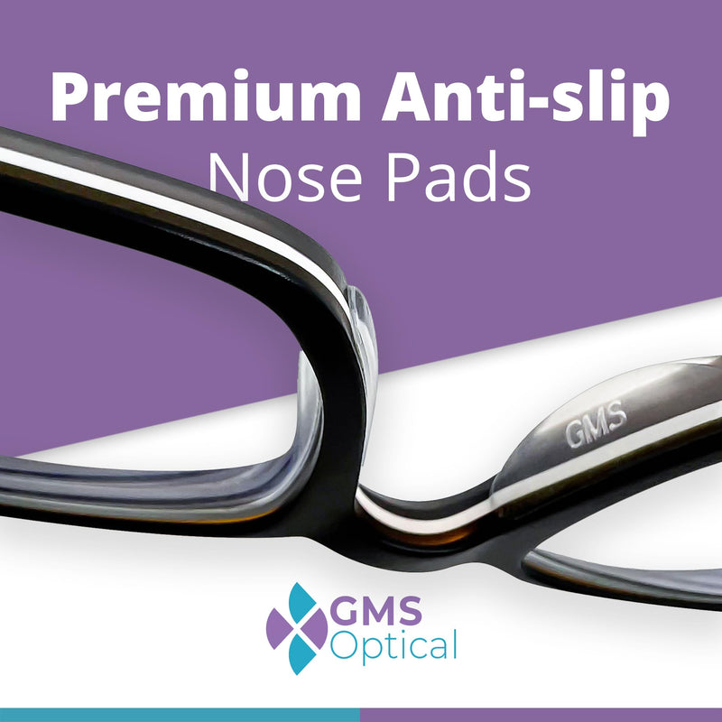 GMS Optical® 1.3mm Ultra-Thin / 18mm Long Length - Anti-Slip Adhesive Contoured Silicone Eyeglass Nose Pads with Super Sticky Backing for Glasses, Sunglasses, and Eye Wear - 5 Pair (Clear) Clear