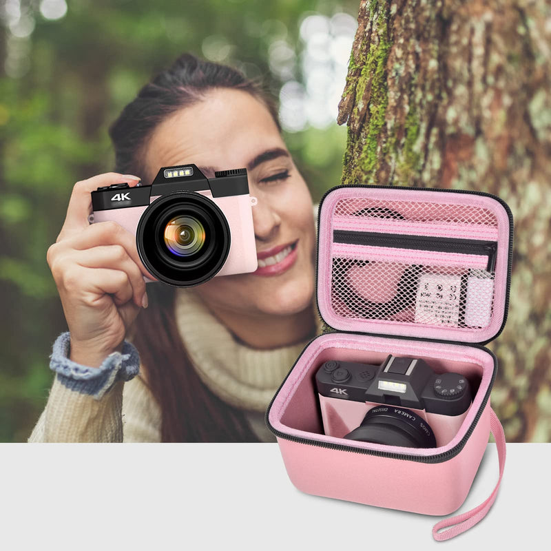 Vlogging Camera Case Compatible with brewene/for Femivo/for KVUTCIEIN/for Duluvulu 4K 48MP Digital Cameras for Youtube. Vlog Camera Carrying Storage for Lens, Cable and Other Accessories (Pink) Pink
