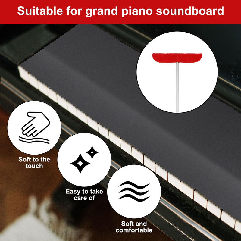 5pcs Grand Piano Soundboard Cleaning Tools, Includes Big & Small Brush Head Cleaning Tool Extension Rod Soft Fiber Polish Cloth, Piano Cleaner Kit (Black, Soundboard Dust Cover) Black, Soundboard Dust Cover