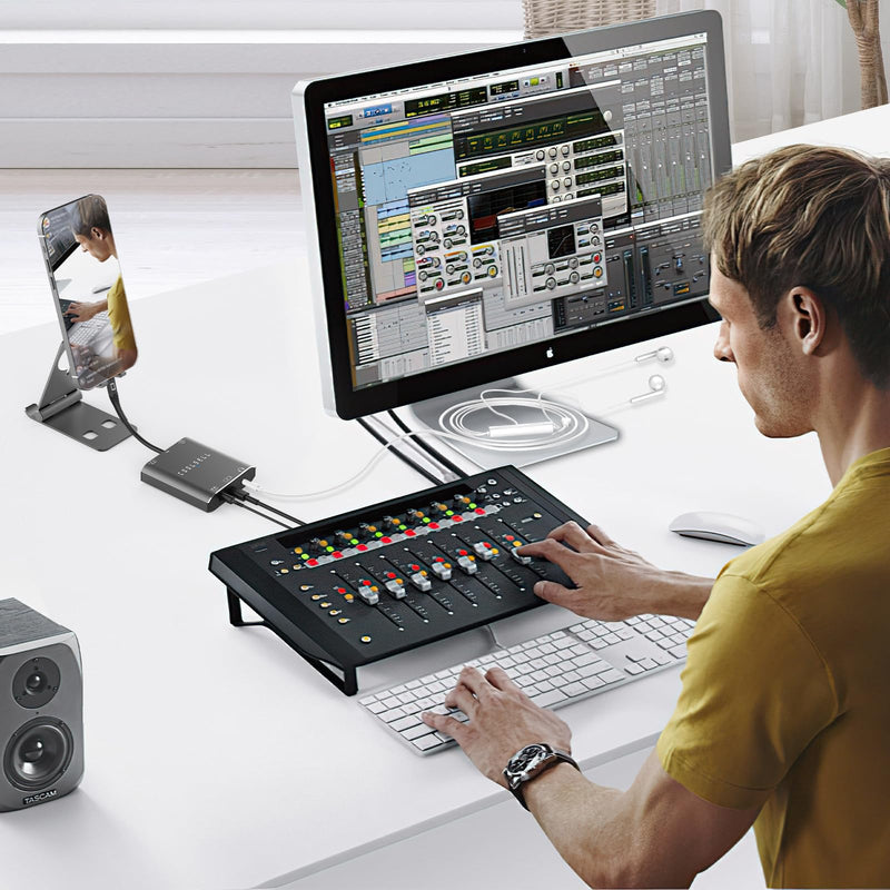 Audio Interface, Stereo 24Bit/192kHz USB C & iPhone Guitar Interface for Recording, Live Streams and Podcasting, Compatible with iPhone, iPad, Mac, Android and PC G42