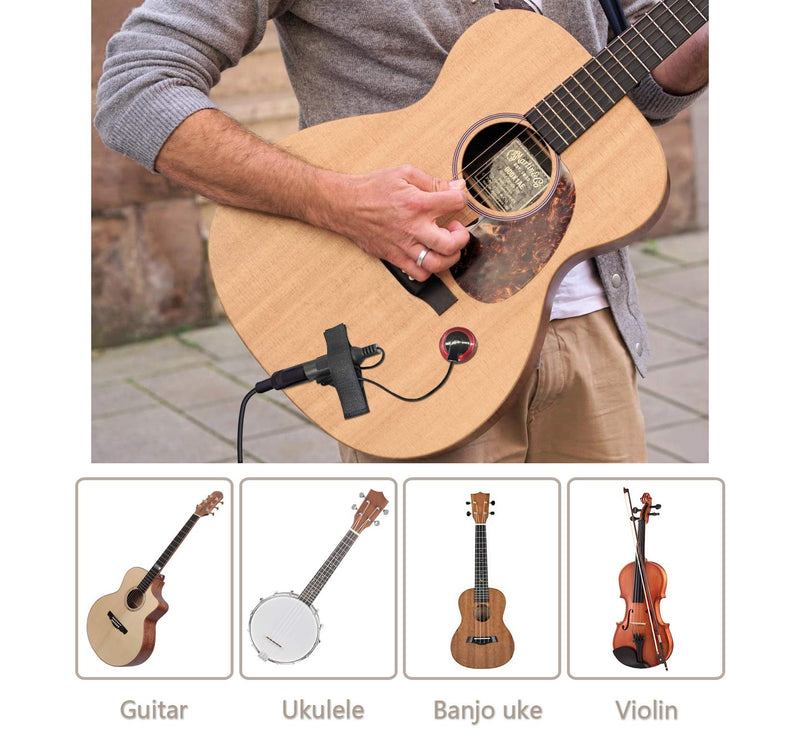 YACSEJAO Contact Microphone Piezo Pickup Violin Microphone Pickup for Guitar, Ukulele, Violin, Mandolin, Banjo, Kalimba, Bass & Acoustic Electric Transducer with Cable