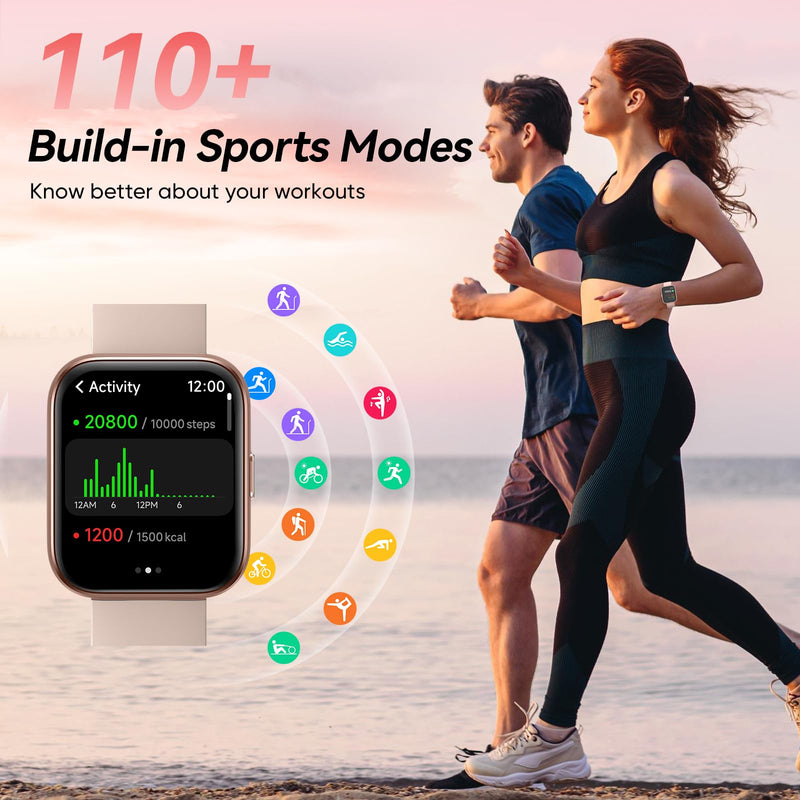 Smart Watch for Women Men Android & iOS, Alexa Built-in [1.8" +1.27'' HD Screen] IP68 Waterproof Fitness Watch with Bluetooth Call (Answer/Make), Heart Rate/Sleep/SpO2 Monitor, 105 Sports Track