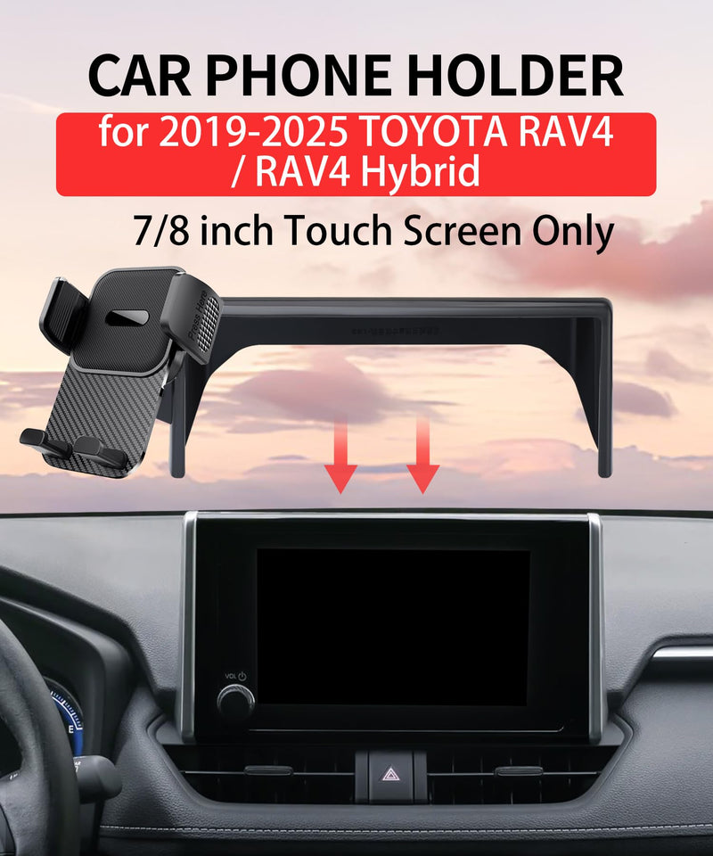 Car Phone Holder for Toyota RAV4 / RAV4 Hybrid 2019-2025 Accessories 7/8 Inch Screen Fixed Clip Cell Phone Mount Hands-Free 360 Degree Rotation