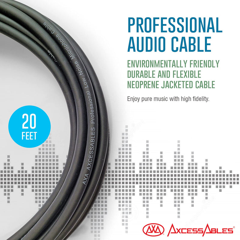 AxcessAbles XLR Male to XLR Female Microphone Audio Cables (2 Pack) 2 Pack 20FT XLR to XLR