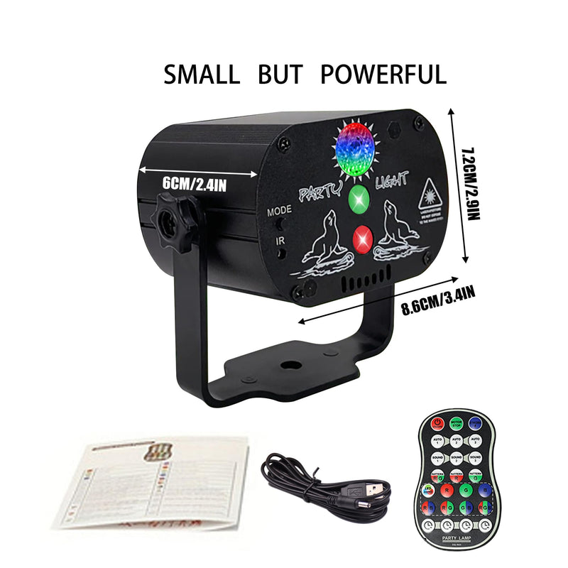 USB-Powered 60-Patterns 240 Conbination Effects Stage Light Party Light UV & RGB Backlight Remote Control for Indoor Events, Birthdays, Halloween, Karaoke, Club, and KTV (R60)