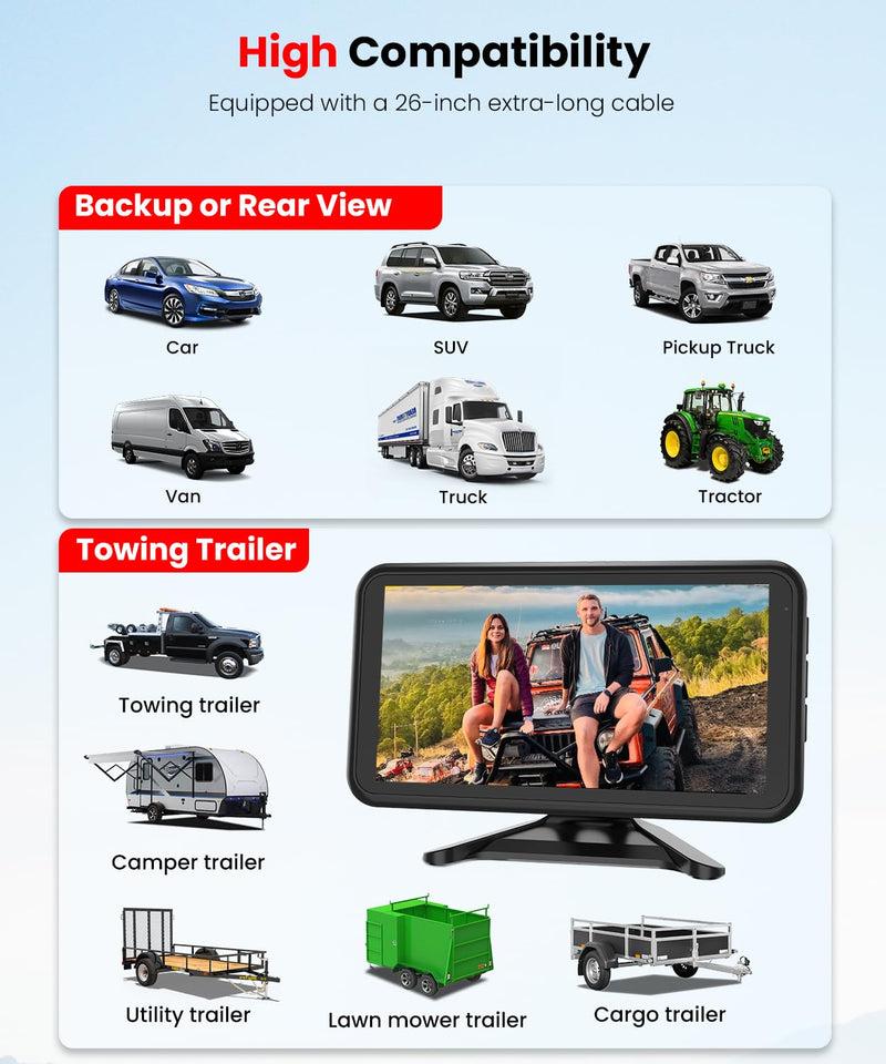 AUTO-VOX Backup Camera for Car Easy Setup Plug-Play: 4.8" 1080P No-Delay Clear Night Vision Rear View Camera, IP69K Waterproof 3X Zoom Back Up Camera Systems for Truck SUV Pickup Van