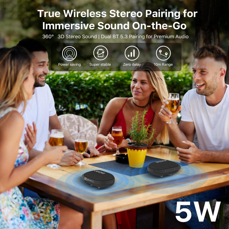 [AUSTRALIA] - JUOVI Clip Wireless Portable Bluetooth Speaker, 24H Playtime Mini Shower Speaker IP68 Waterproof & Dustproof HD Sound Integrated Carabiner, for Home Outdoor and Travel Black CLIP J1 