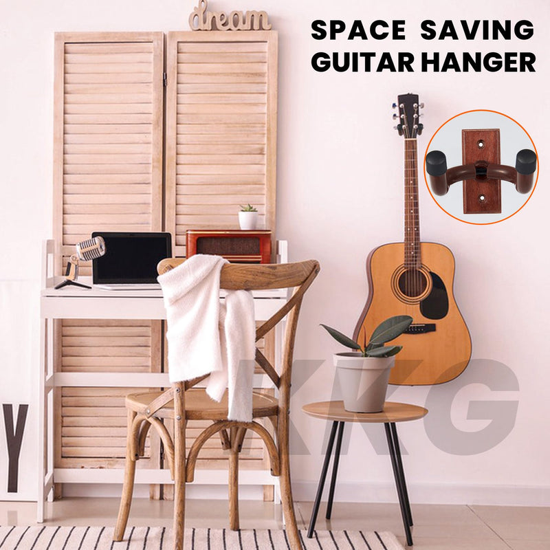 [AUSTRALIA] - KKG 5 Pack Guitar Brown Wall Mount,Guitar Wall Hanger, Guitar Hanger Wall Hook Holder Stand with Screws, Hardwood Guitar Wall Mount Hanger for Acoustic Guitar, Electric Guitar, Banjo, Bass 5PcsBrown 