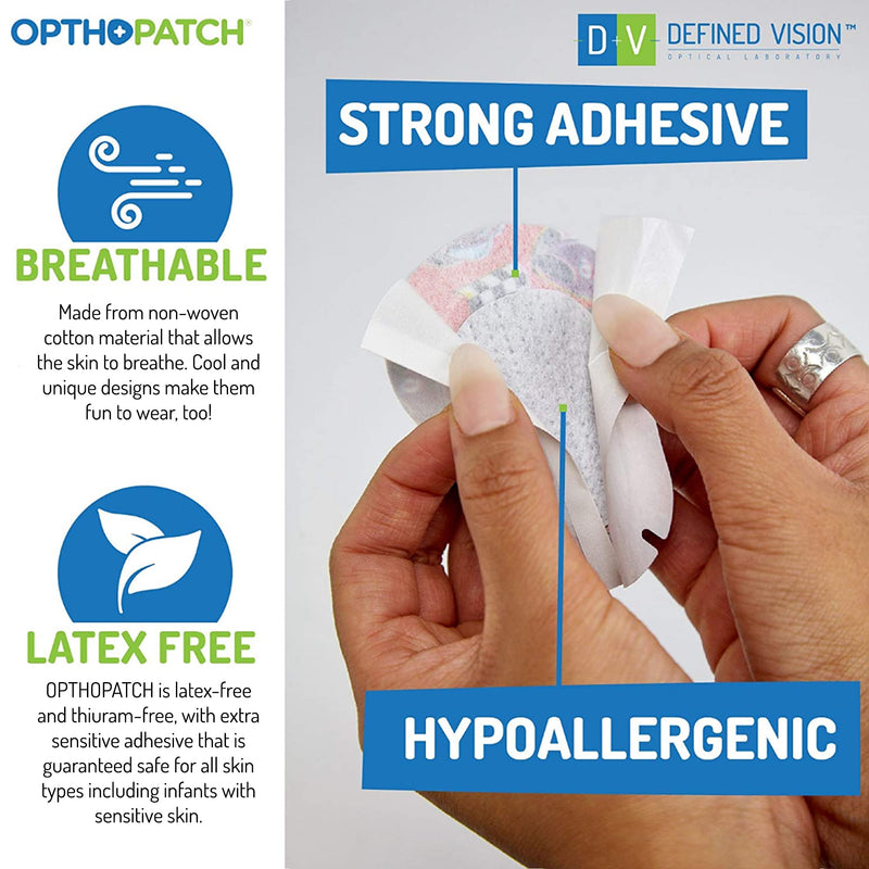 OPTHOPATCH Kids Eye Patches - Fun Boys Design [Series I] - 90 + 10 Bonus Latex Free Hypoallergenic Cotton Adhesive Bandages for Amblyopia and Cross Eye - 3 Reward Chart Posters by Defined Vision