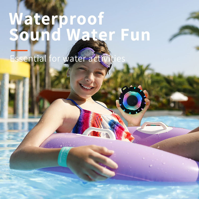 HEYSONG Waterproof Shower Bluetooth Speaker, Durable Portable Speaker with HD Sound, Stereo Pairing, Wireless Outdoor Speaker for Pool, Beach, Hiking, Kayaking, Gift for Men, Women Black