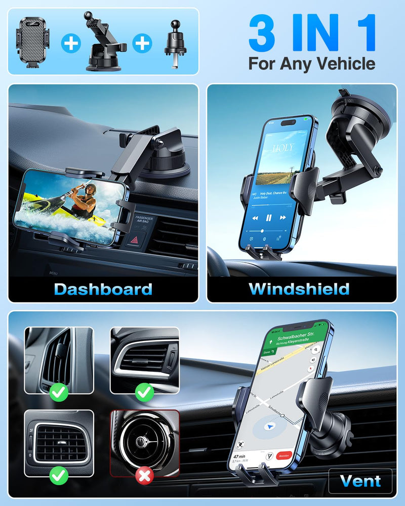 VANMASS Car Phone Holder [Upgraded Suction & Clip] Ultra Magnetic Car Phone Holder [Upgraded Best Magnets] for MagSafe Car Mount
