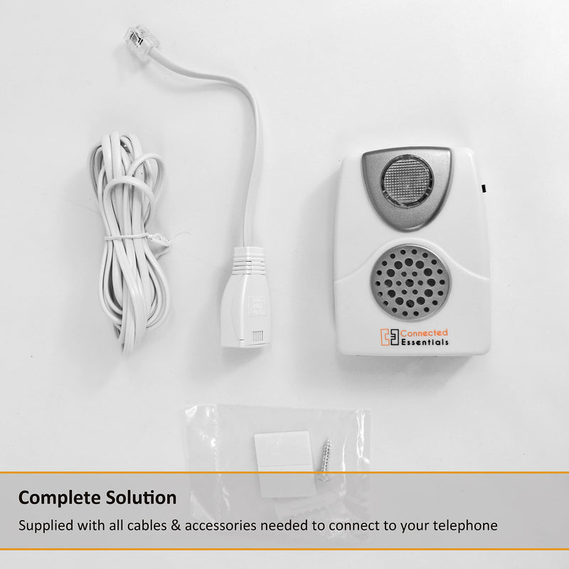 Telephone Ringer Amplifier by Connected Essentials - Loud Ringer with Bright Flashing Light