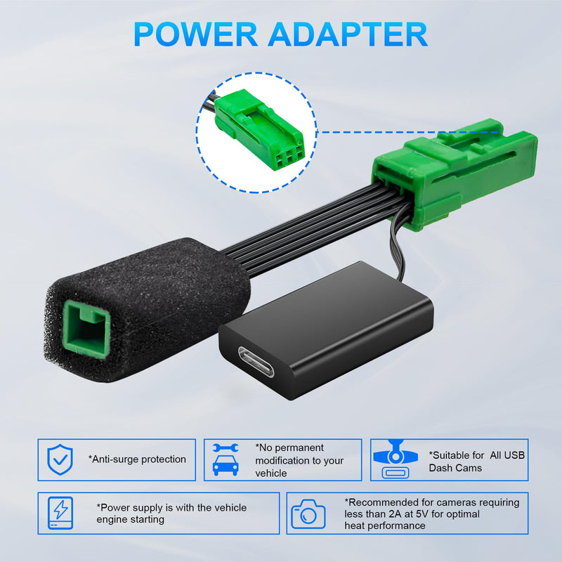 [AUSTRALIA] - mangoal Dashcam Power Adapter 3 Pin (Model A) Custom for Volvo XC40 XC60 XC90 S60 V60 C40 and More,Hide The Wires, GPS Radar Mirror Camera Dash Cam Adapter Cable, Connects to Rearview Mirror (Hidden) Green 