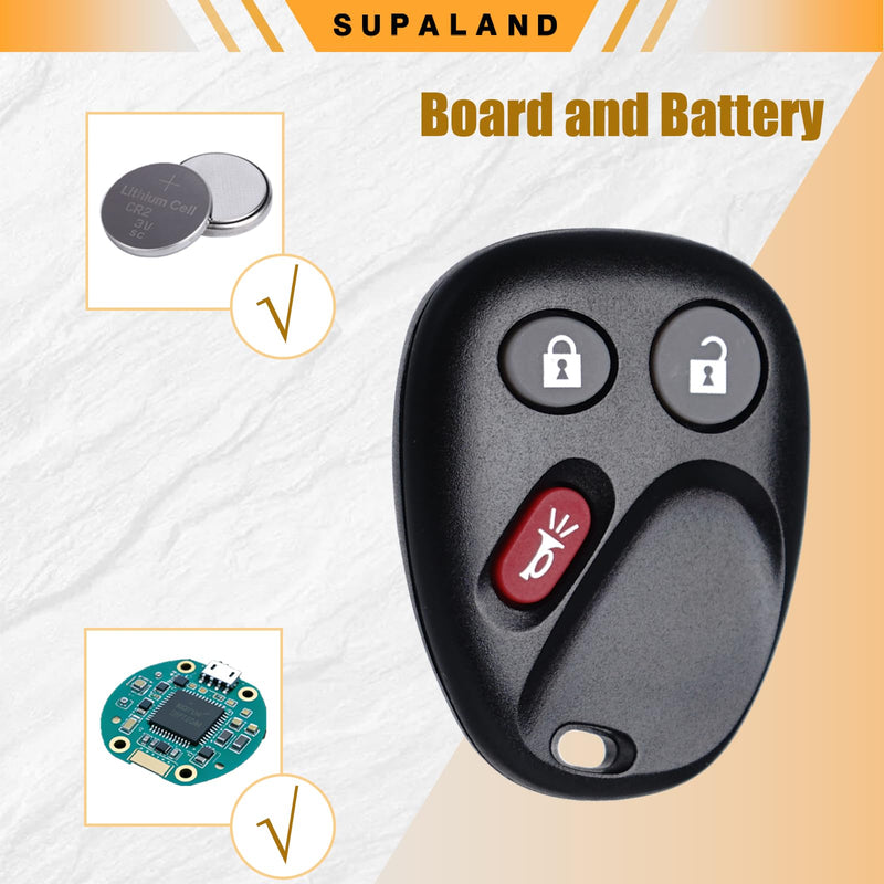 SUPALAND Key Fob Remote with Ignition Key Fits for 2003-2006 Chevrolet Suburban Tahoe Silverado Avalanche GMC Yukon Sierra Cadillac Escalade Hummer H2 LHJ011 Transponder Key B91P/B102P (Set of 2)