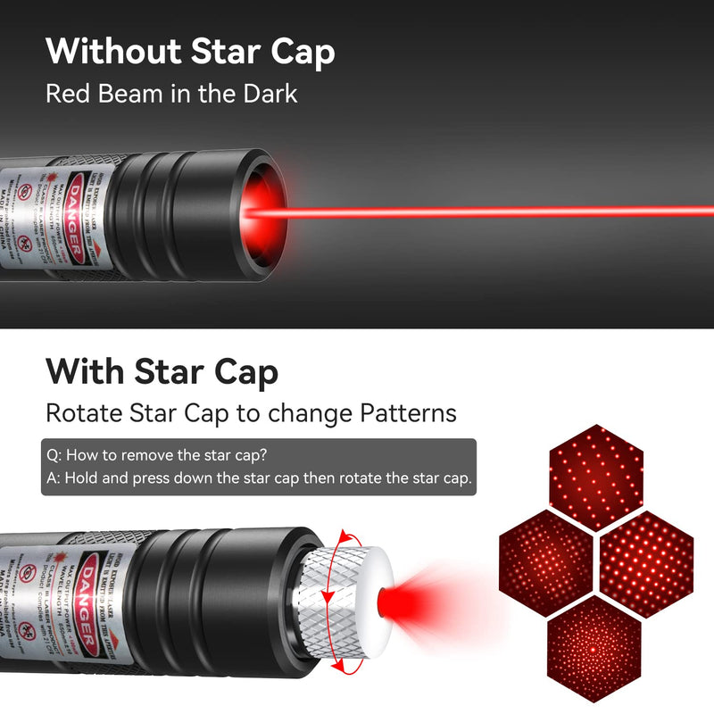 Rechargeable Red Laser Pointer High Power Laser Pointer Red Beam Light Rechargeable Laser Pen Long Range Distence Powerful Laser for TV/LED/LCD Screens, Astronomy/Construction/Meeting/Cats/Dogs-Black Black-Red Light