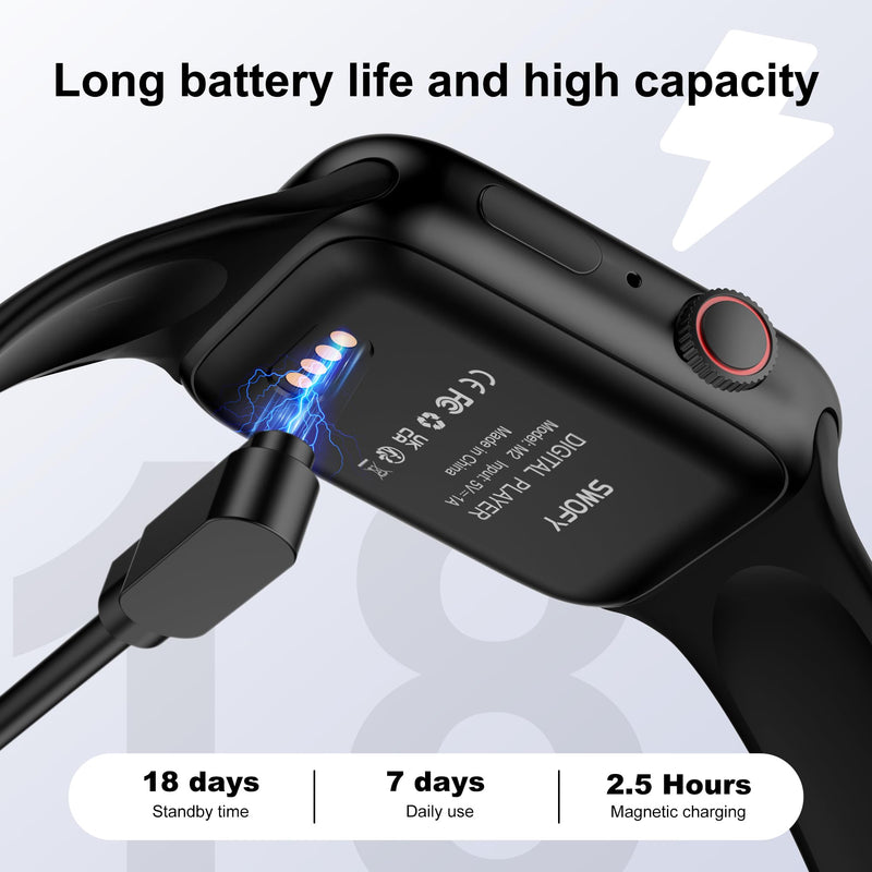 [AUSTRALIA] - MP3 Player with Bluetooth 5.3 - SWOFY M2 32GB Touchscreen Music Player with Detachable Strap,Built-in Speaker,1.91'' IPS Display,Portable Sport MP3 Players for Running,Gym,Kids & Adults - Black 