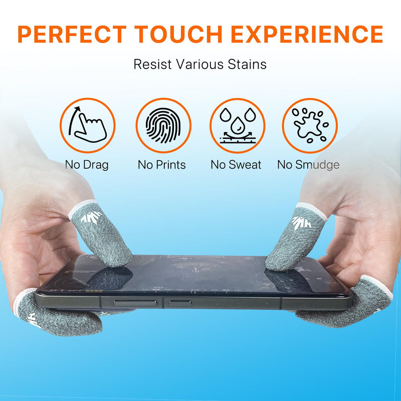JWH 16 PCS Mobile Gaming Finger Sleeves for Dedales Gamer Profesionales Silver Fiber Thumb Sleeves with Pubg Controller Anti Slip Sweat Proof Finger Gloves (8XBlue+8XGreen+Box+Game Controller) 8XBlue+8XGreen+Box+Game Controller