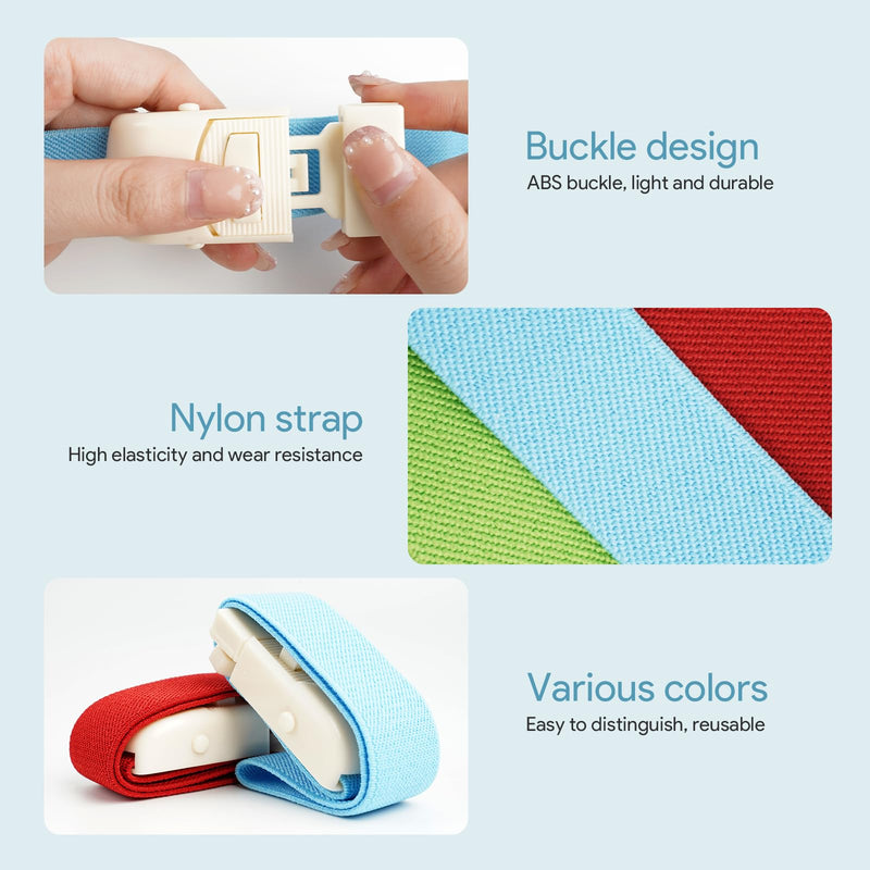 Pack of 6 Storage Hose, Highly Flexible Tourniquet, Elastic Storage Hose, Blood Drawing, Vein Congestion for Outdoor Sports, Medical Emergencies, Blood Collection, Wound Care (Bright Colour) Bright colour