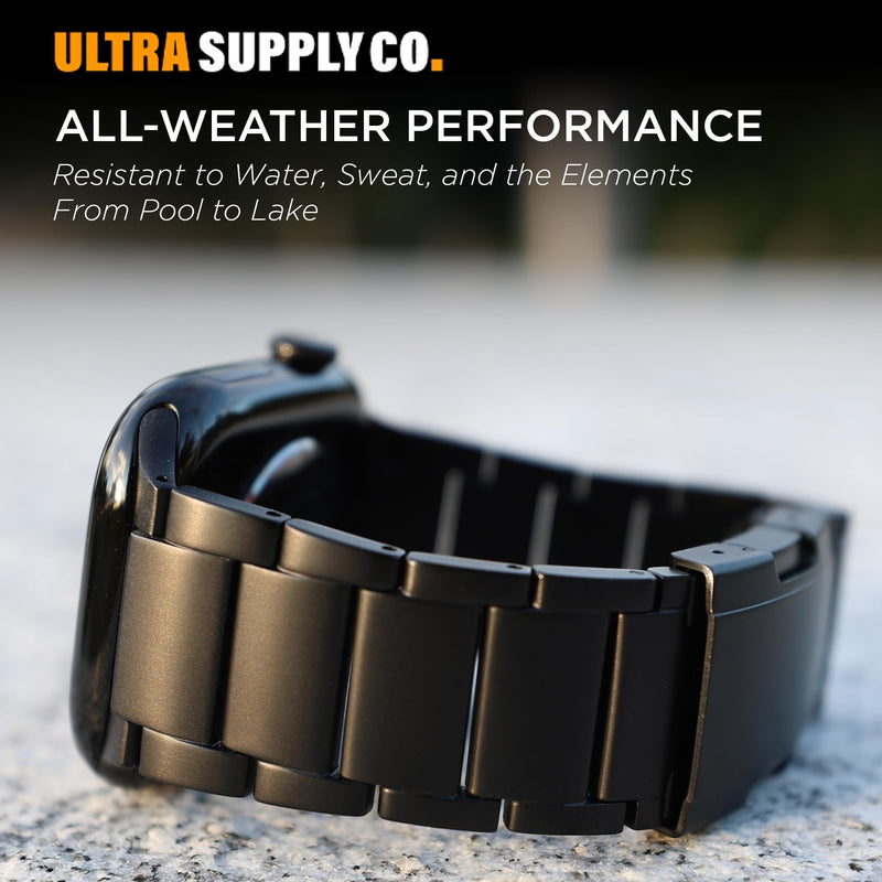 Jet Black Titanium Apple Watch Band for Apple Watch Series 11,10 (46mm) | Scratch Resistant Diamond-Like-Carbon Coating, Titanium Bracelet with Folding Clasp, Color Matching Natural Titanium