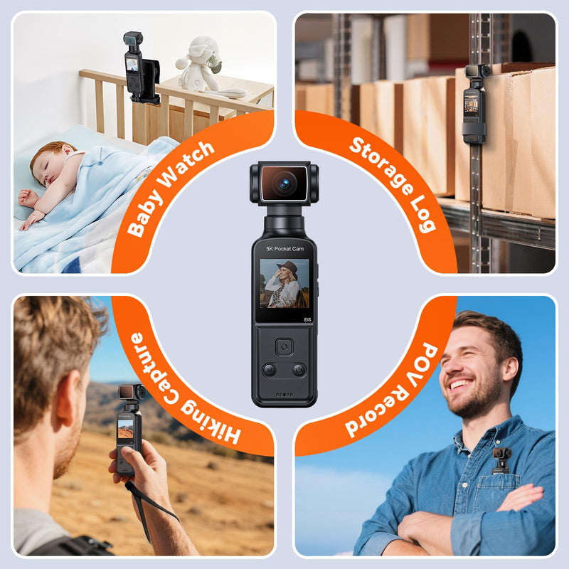 5K Body Camera with Audio, 270° Rotating Lens, External Mic, and EIS Stabilization – 4K/60FPS Z14 Vlogging Camera for Daily Recording and Personal Record (Black) Black