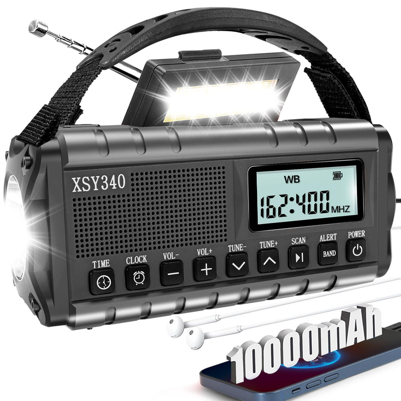 [AUSTRALIA] - QAUYYW Upgraded 37000mWh Emergency Hand Crank Radio AM/FM with LED Flashlight Solar Radio, Portable Weather Radio, Emergency Cell Phone Charger for Family Outdoor Camping and Emergency Rescue Us black 