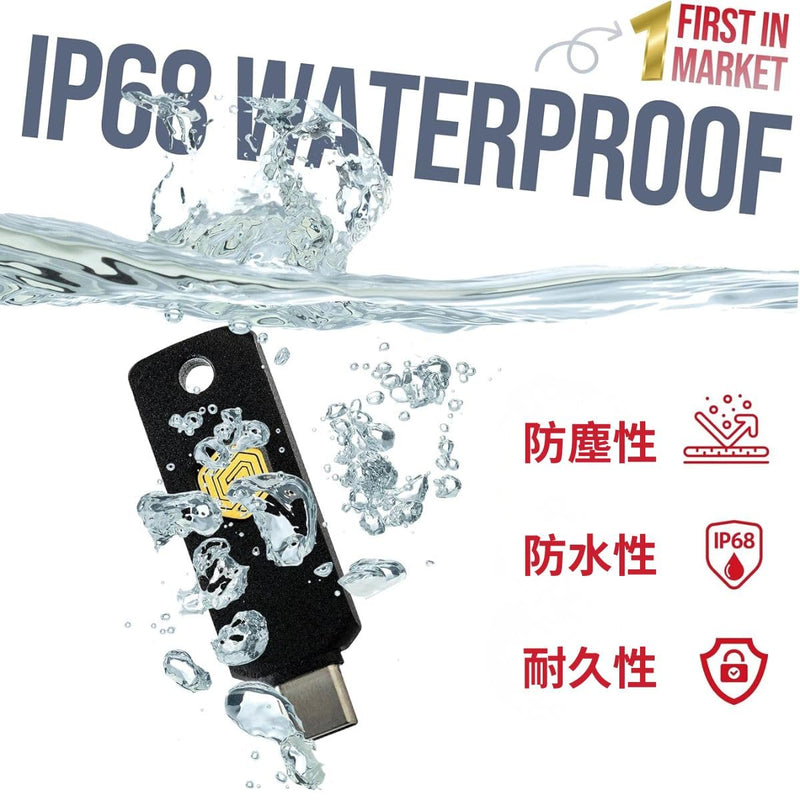 GoTrust Idem Key C USB Security Key NFC FIDO2 L2 Certified | 2FA Hardware Key, Passwordless Login, U2F OTP PIV, IP68 Waterproof, for Windows Mac iPhone Android Idem Key Type C