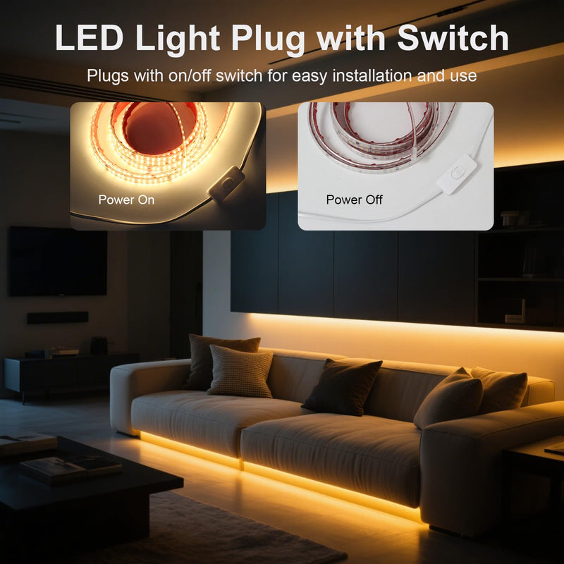 [AUSTRALIA] - LED Strip Lights Outdoor Waterproof 16.4FT AC 110 Volts Cuttable LED Light 5M 240LEDs/m 4000K with Adhesive Double LED Bead Lighting for Bedroom Indoor Patio Christmas Decor White 4000K 