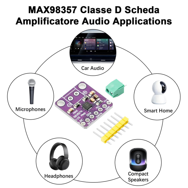 MAX98357 I2S 3W Class D Audio Amplifier Module AYWHP 5 Pieces DAC Decoder Module Audio Board I2S DAC Decoder Breakout Module Filterless Audio AMP Board for Arduino
