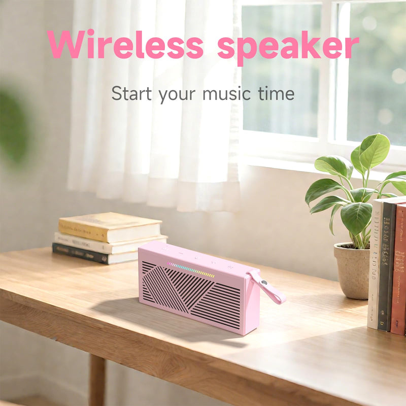 [AUSTRALIA] - HOTTABLET Bluetooth Speaker Wireless Portable IPX5 Waterproof for Home Party Outdoor Beach, Pink 