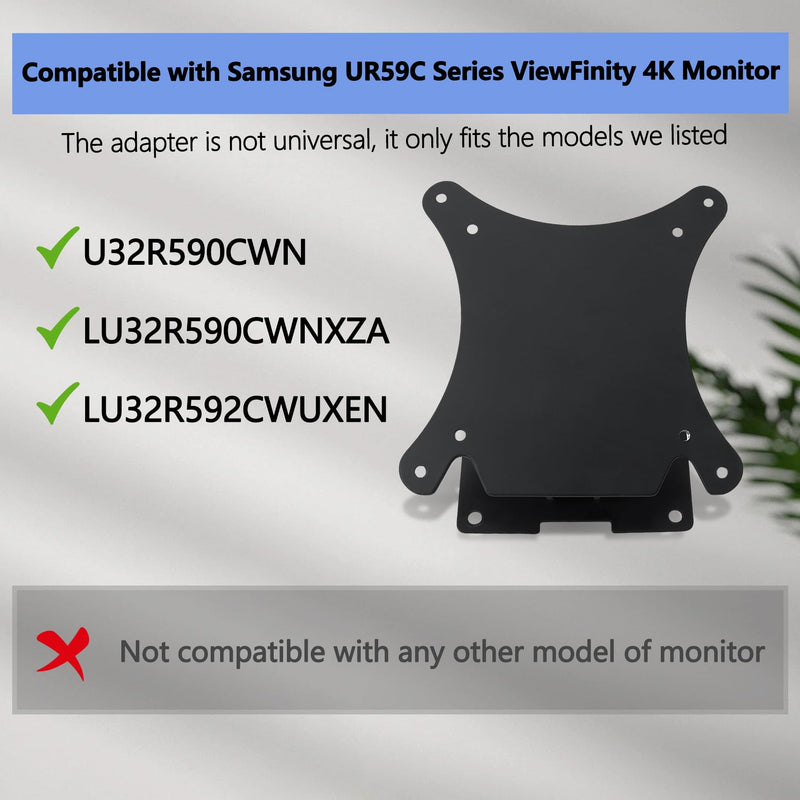 UR59C VESA Mount Adapter Compatible with Samsung UR59 Series 4K Monitor | UR59C Wall Mount Fits U32R590, U32R590CWN, U32R592, U32R592CWU Monitor black