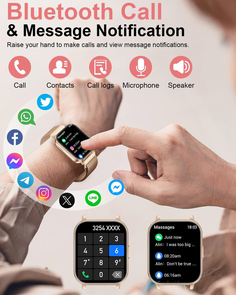 Smart Watch for Women (Answer/Make Call),1.85" Touchscreen Smartwatch with 120+ Sports Modes Sleep & Heart Rate Monitor Pedometer, Activity Fitness Watch for Android iPhone, 30 Days+ Battery Life Rose Gold