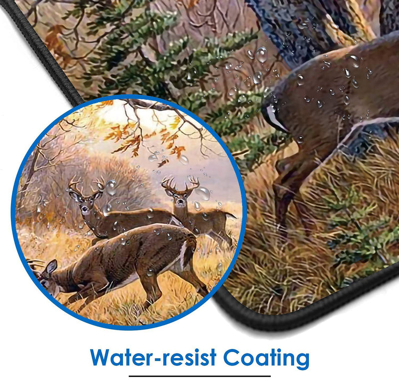 Extended Mouse Pad Large Gaming Mouse Pad Computer Keyboard Mouse Mat Non-Slip Rubber Base for Game Players, Office, Study + Cup Coaster ,Animal Deer FD-mouse pad-9