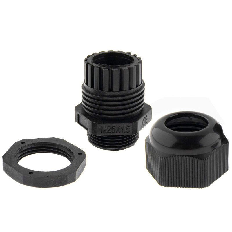 SeKi 10 x Cable Glands M25 9-17 mm, Waterproof IP67 Metric Cable Gland, Black (RAL9005), Suitable for PG16 2-black